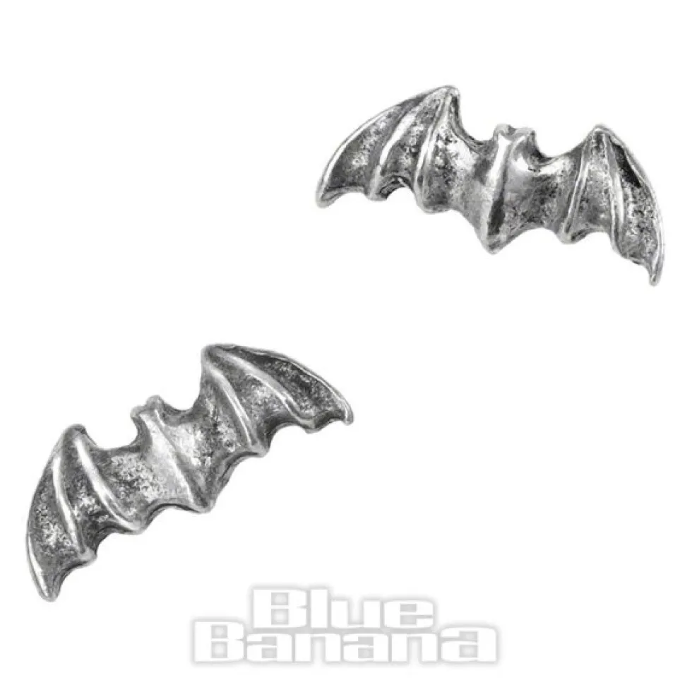 Alchemy Gothic Bat Stud Earrings (Silver)