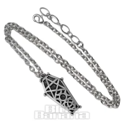 Alchemy Gothic Hex Coffin Necklace (Silver)