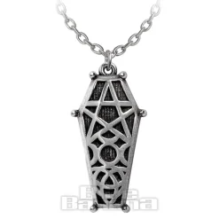 Alchemy Gothic Hex Coffin Necklace (Silver)
