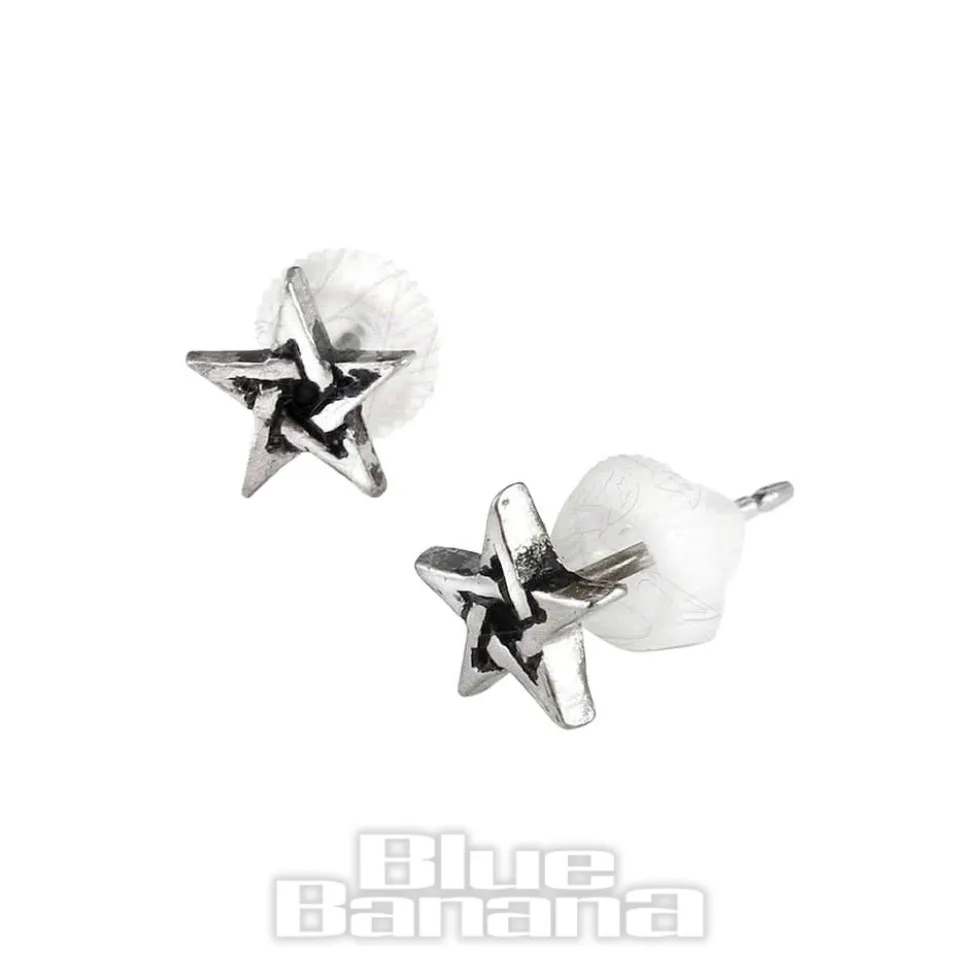 Alchemy Gothic Pentagram Stud Earrings (Silver)