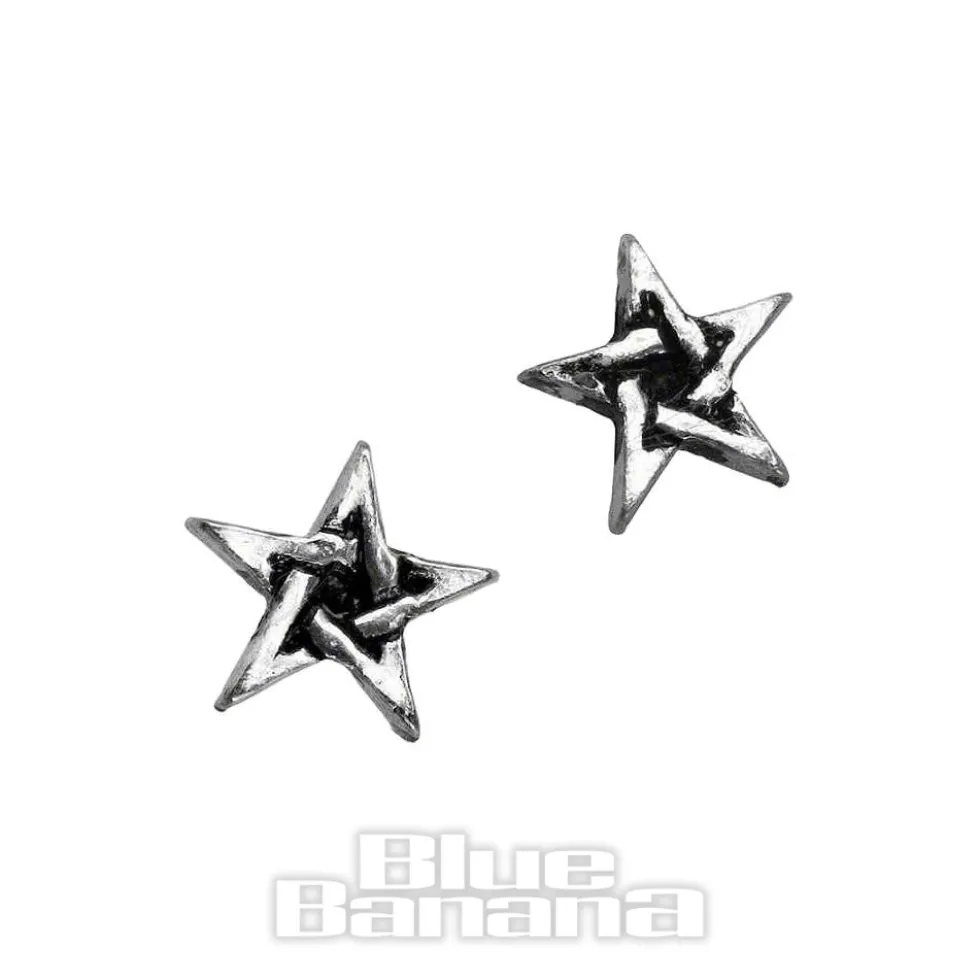 Alchemy Gothic Pentagram Stud Earrings (Silver)