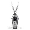 Alchemy Gothic RIP Rose Pendant Necklace (Silver)