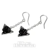 Alchemy Gothic Rose Dropper Earrings (Black)
