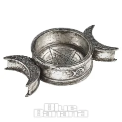 Alchemy Triple Moon Trinket Dish & Candle Holder (Silver)