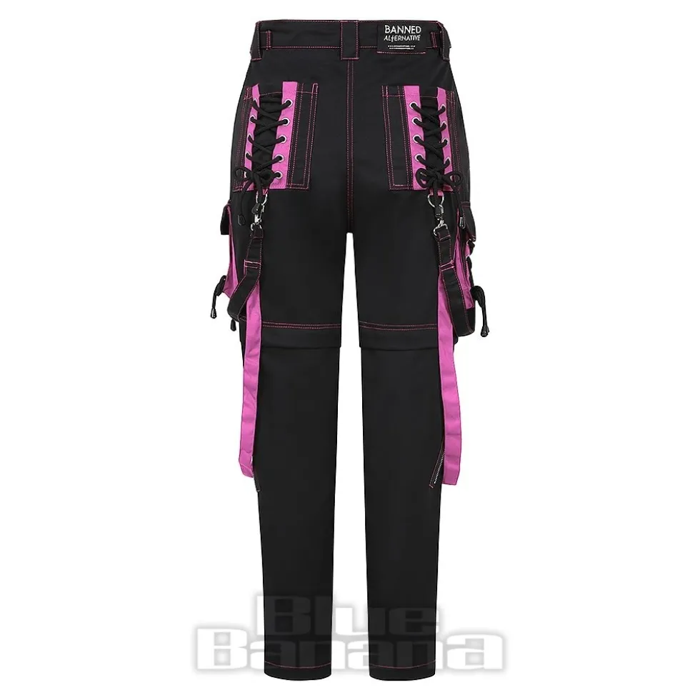 Banned Strappy Paxt Trousers (Black/Pink)
