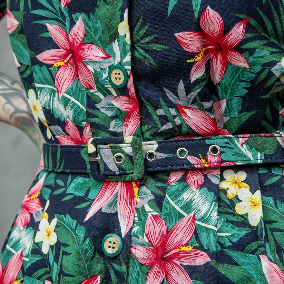 Banned Tropical Kate Dress (Navy)