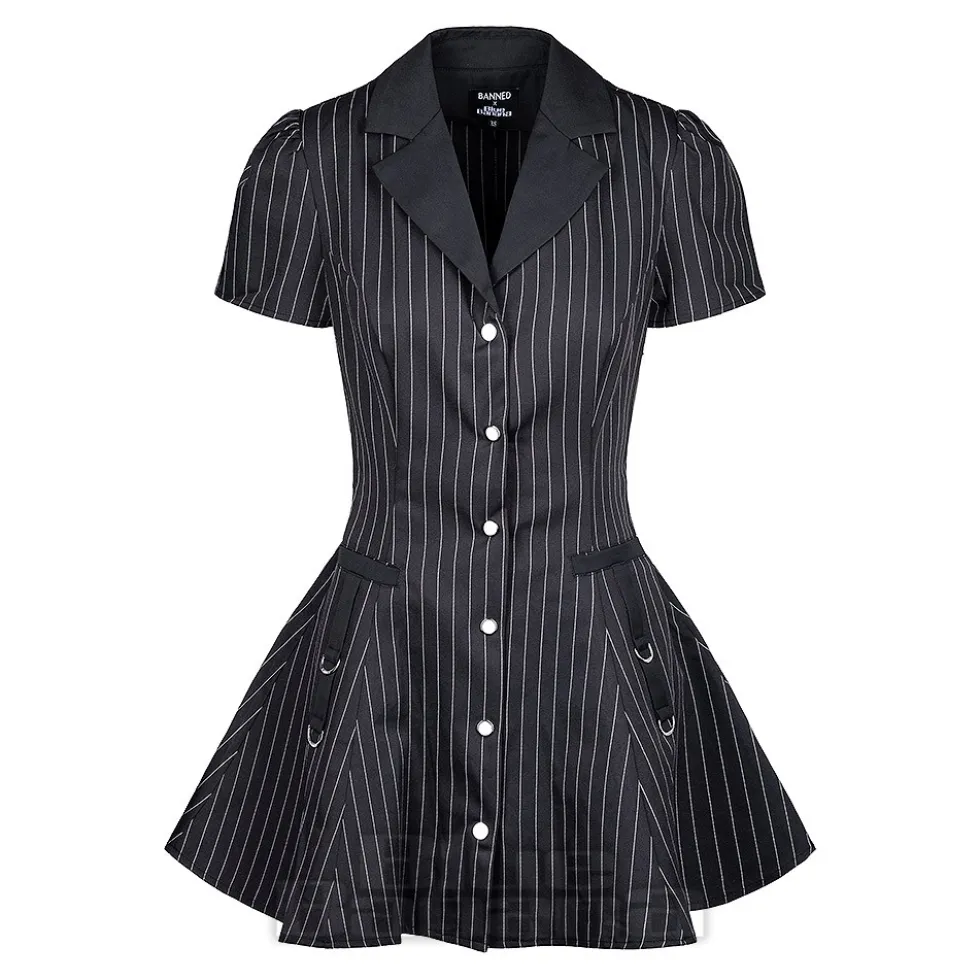 Banned X Blue Banana Pinstripe Core Dress (Black)