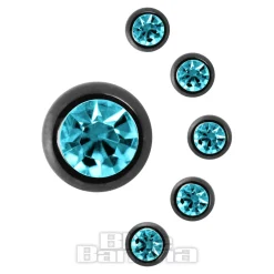 Black Titanium Jewelled Ball (Aqua)