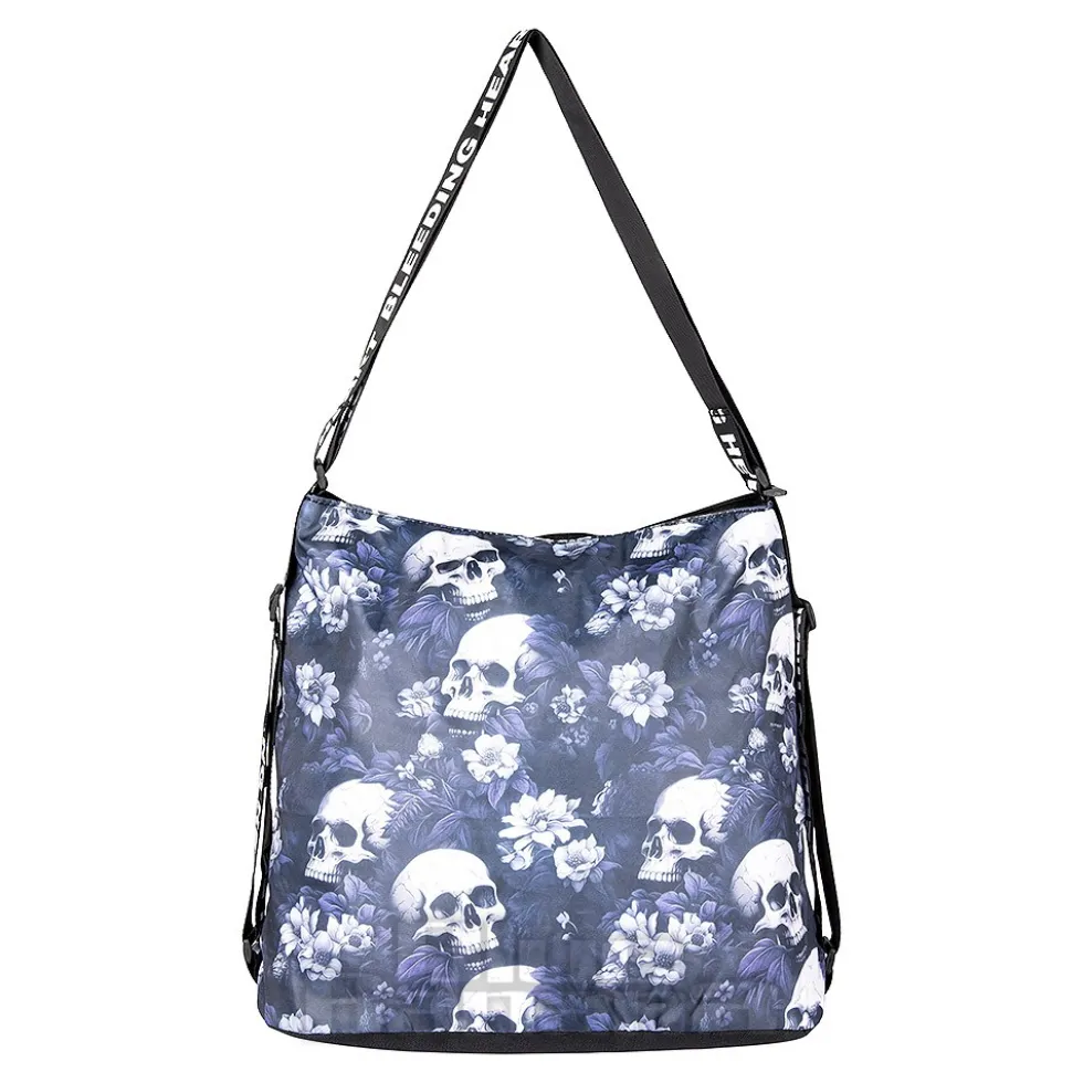 Bleeding Heart Adjustable Skull Handbag (Blue)