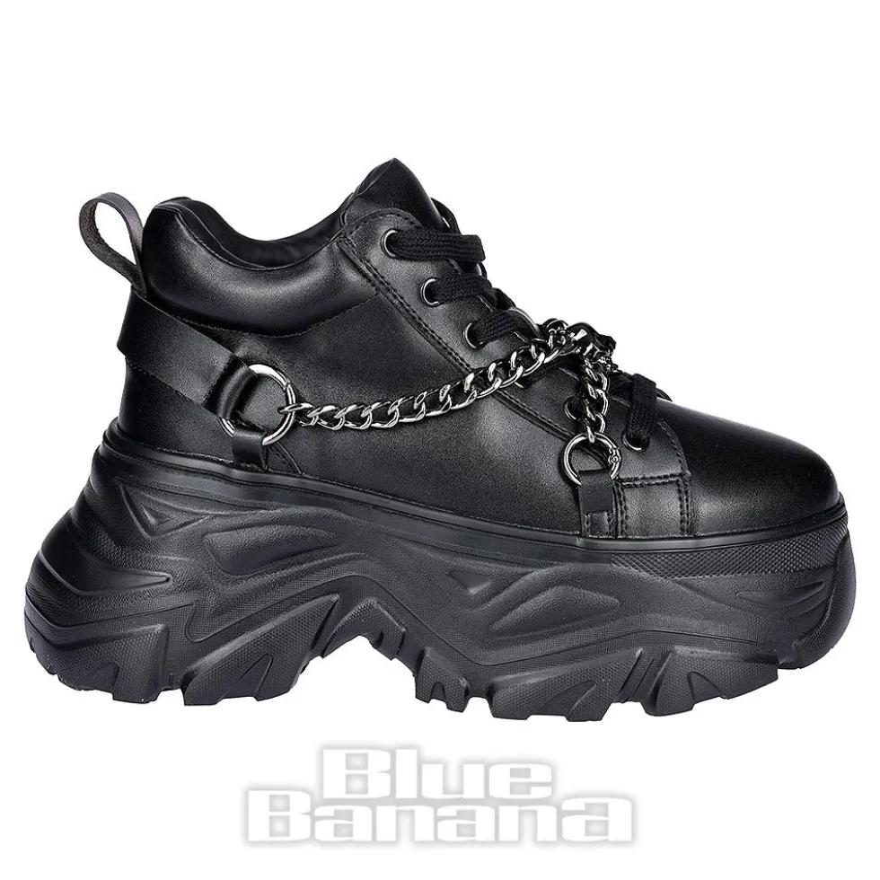 Bleeding Heart Skull Chain Trainers (Black)