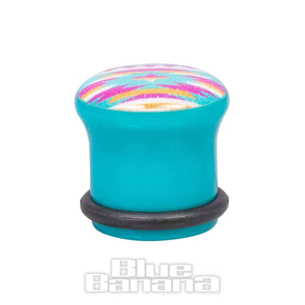 Blue Banana Acrylic Aztec Turquoise Ear Plug 4-12mm (Multicoloured)