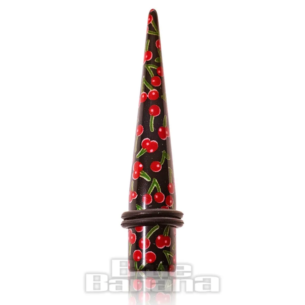 Blue Banana Acrylic Cherry Ear Stretcher (Black/Red)