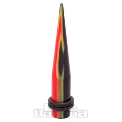 Blue Banana Acrylic Flames Ear Stretcher (Black/Orange)