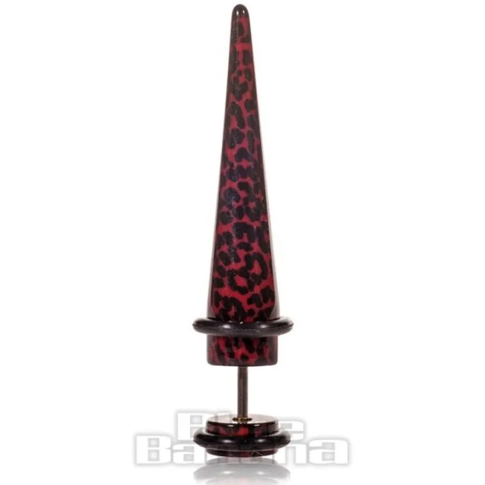 Blue Banana Acrylic Leopard Print Fake Ear Stretcher (Red)