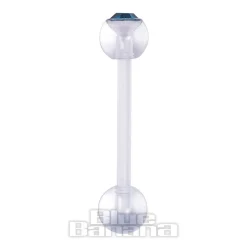 Blue Banana Acrylic 1.6mm Jewelled Bendy Tongue Bar (Zircon)