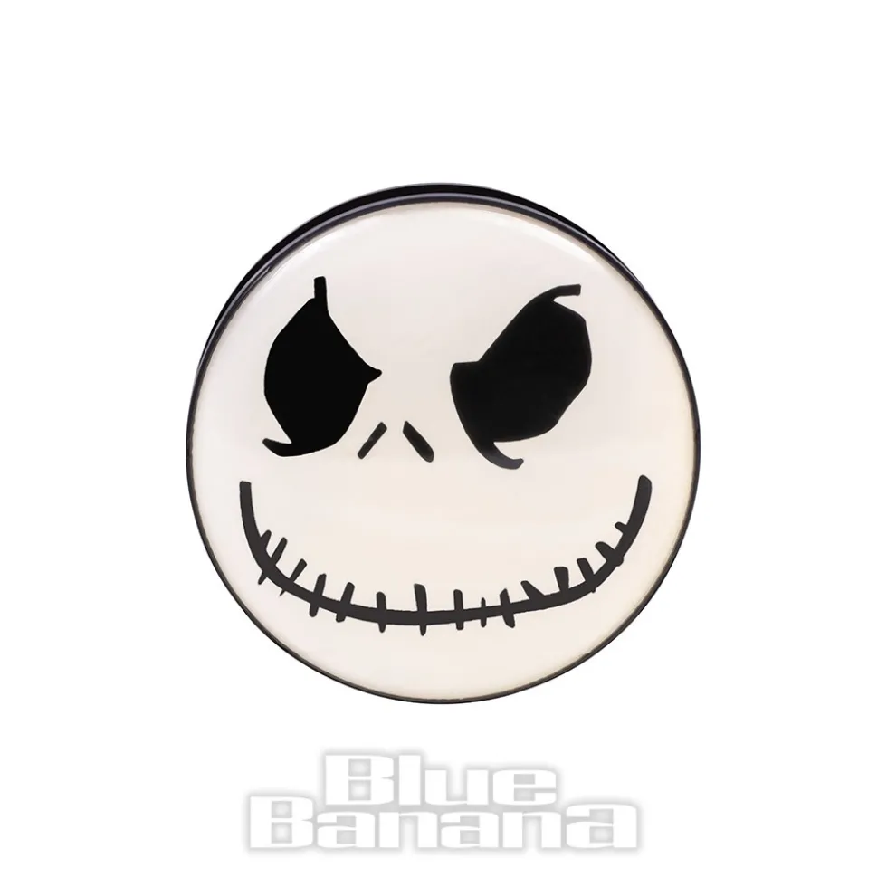 Blue Banana Acrylic Pumpkin Face Ear Plug 26-36mm (Black/White)