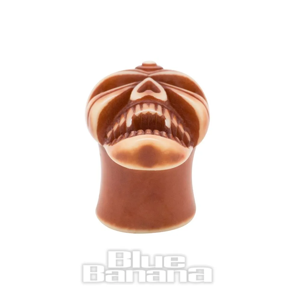 Blue Banana Acrylic Skull Ear Plug 4-12mm (Brown)