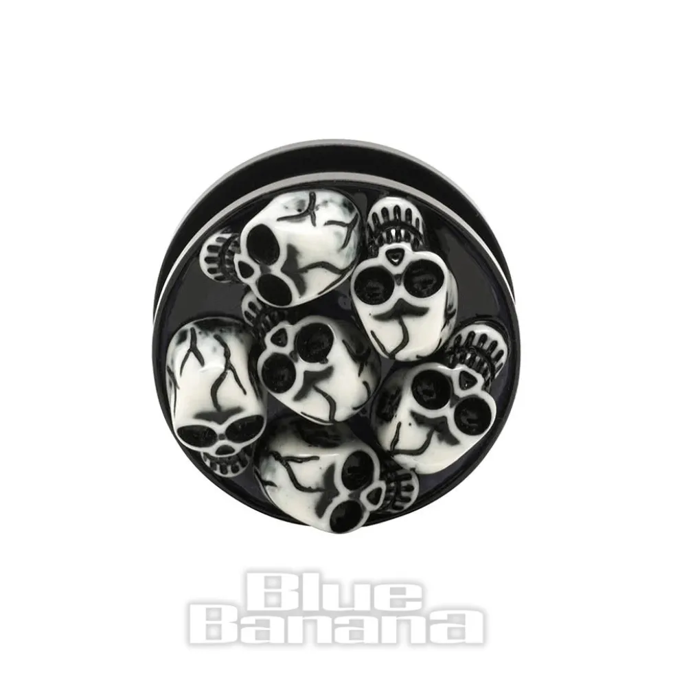 Blue Banana Acrylic Skull Ear Plug 8-30mm (Black)