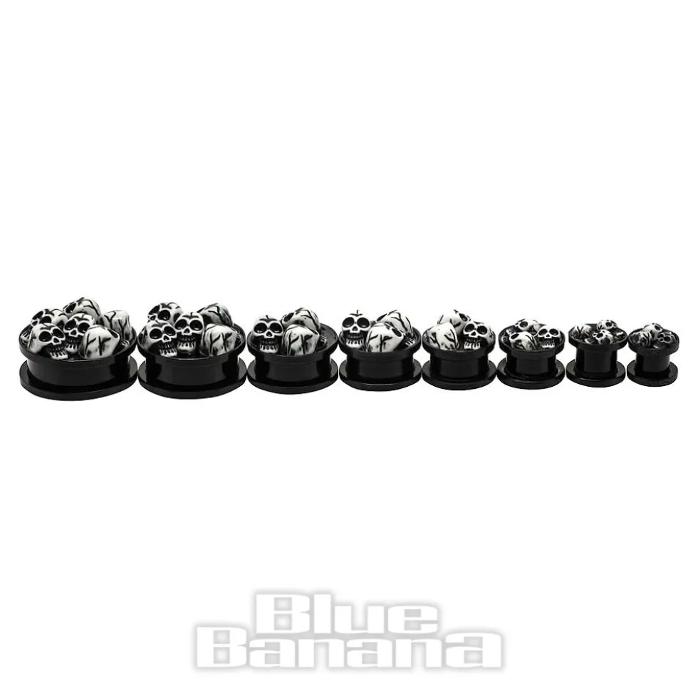 Blue Banana Acrylic Skull Ear Plug 8-30mm (Black)