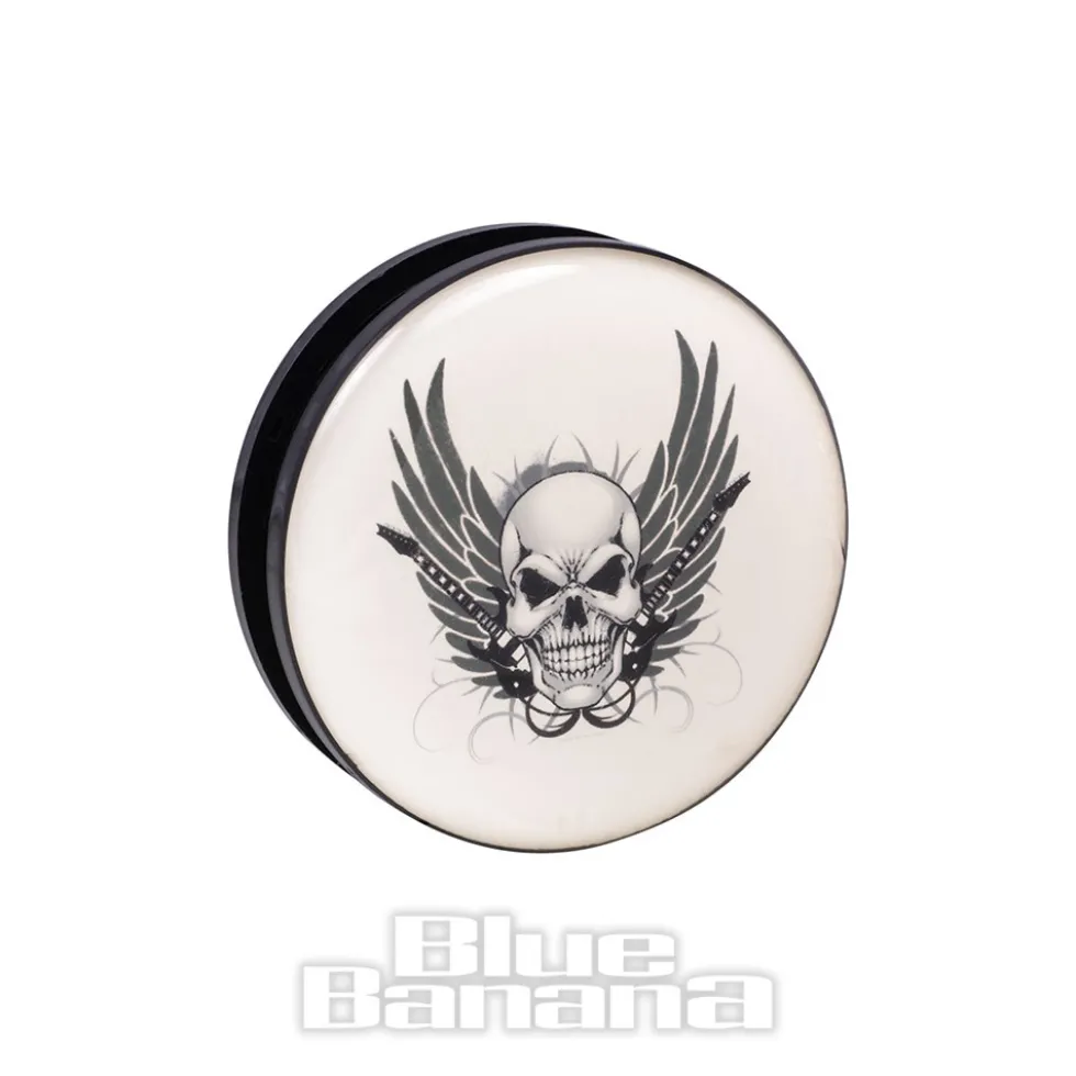 Blue Banana Acrylic Skull Wings Ear Plug 26-36mm (White)