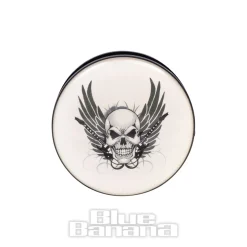 Blue Banana Acrylic Skull Wings Ear Plug 26-36mm (White)