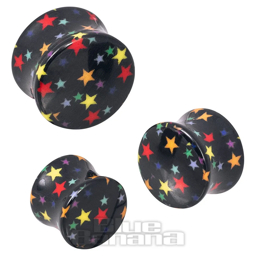 Blue Banana Acrylic Star Ear Plug 6-16mm (Black)