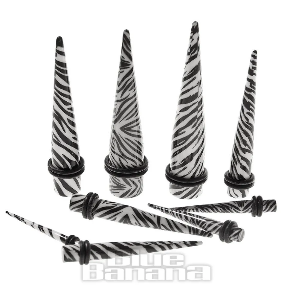 Blue Banana Acrylic Zebra Ear Stretcher (Black/White)