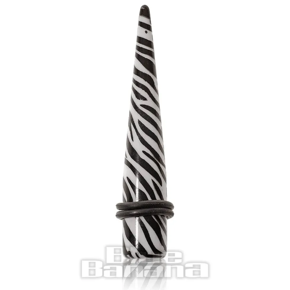 Blue Banana Acrylic Zebra Ear Stretcher (Black/White)