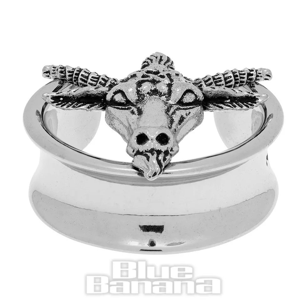 Blue Banana Baphomet Surgical Steel Tunnel (Silver)