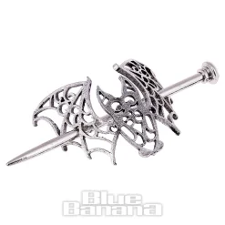 Blue Banana Bat Cut Out Hair Pin (Silver)