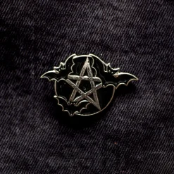 Blue Banana Bats & Pentagrams Pin Badge (Black)