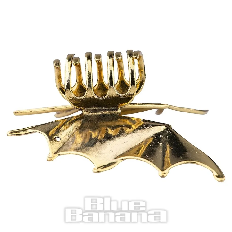 Blue Banana Bat Wings Hair Clip (Antique Gold)