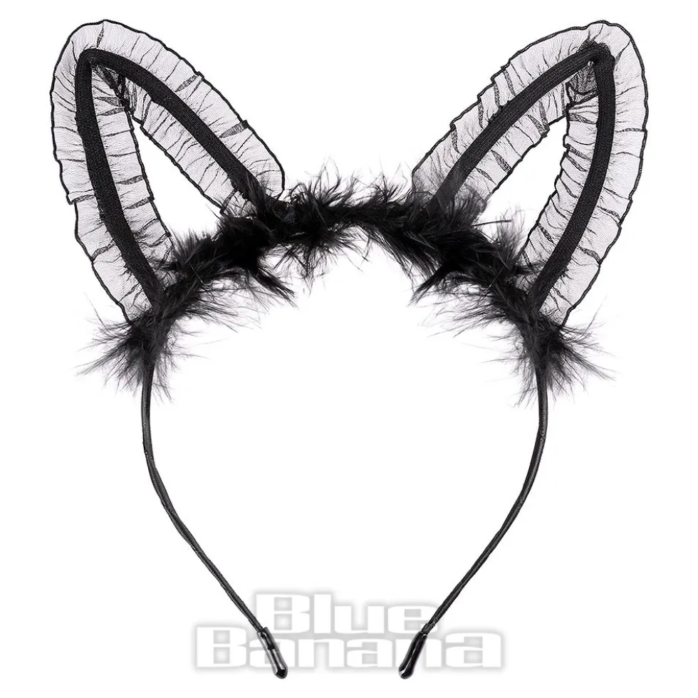 Blue Banana Big Lace Ears Headband (Black)