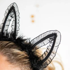 Blue Banana Big Lace Ears Headband (Black)