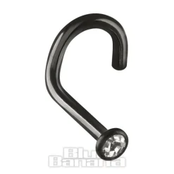 Blue Banana Black Titanium 2.0mm Nose Stud (Crystal)