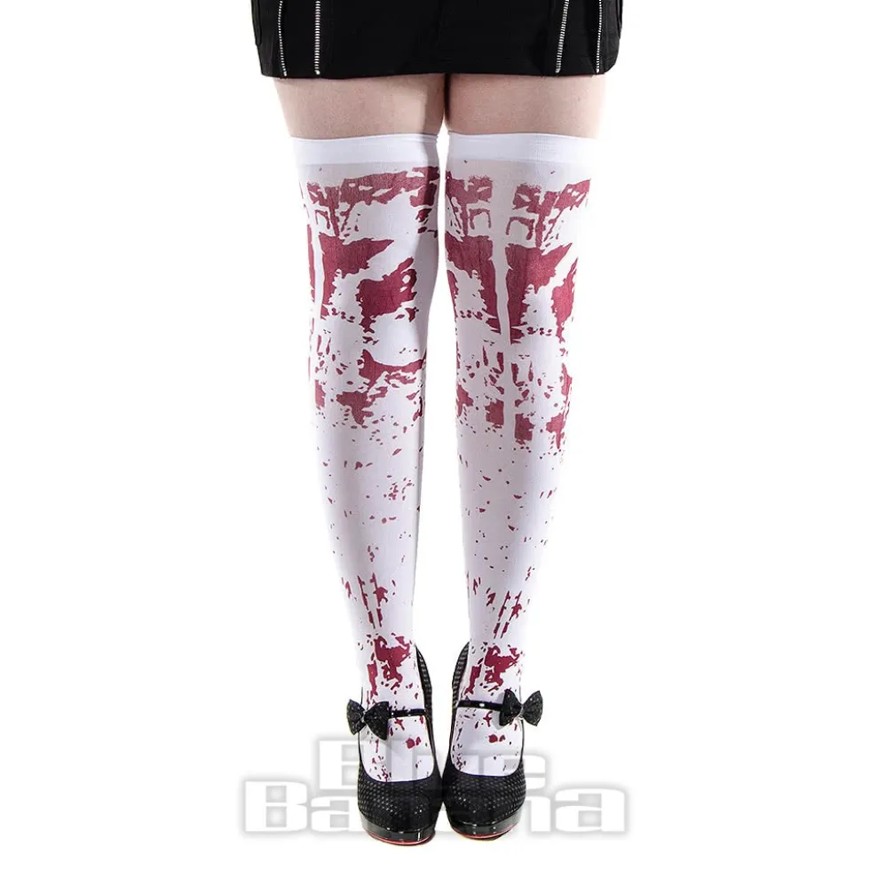 Blue Banana Blood Splatter Hold Ups (White)