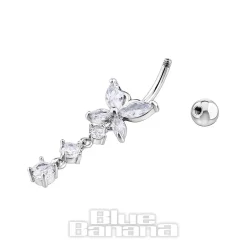 Blue Banana Butterfly Navel Bar (Crystal)