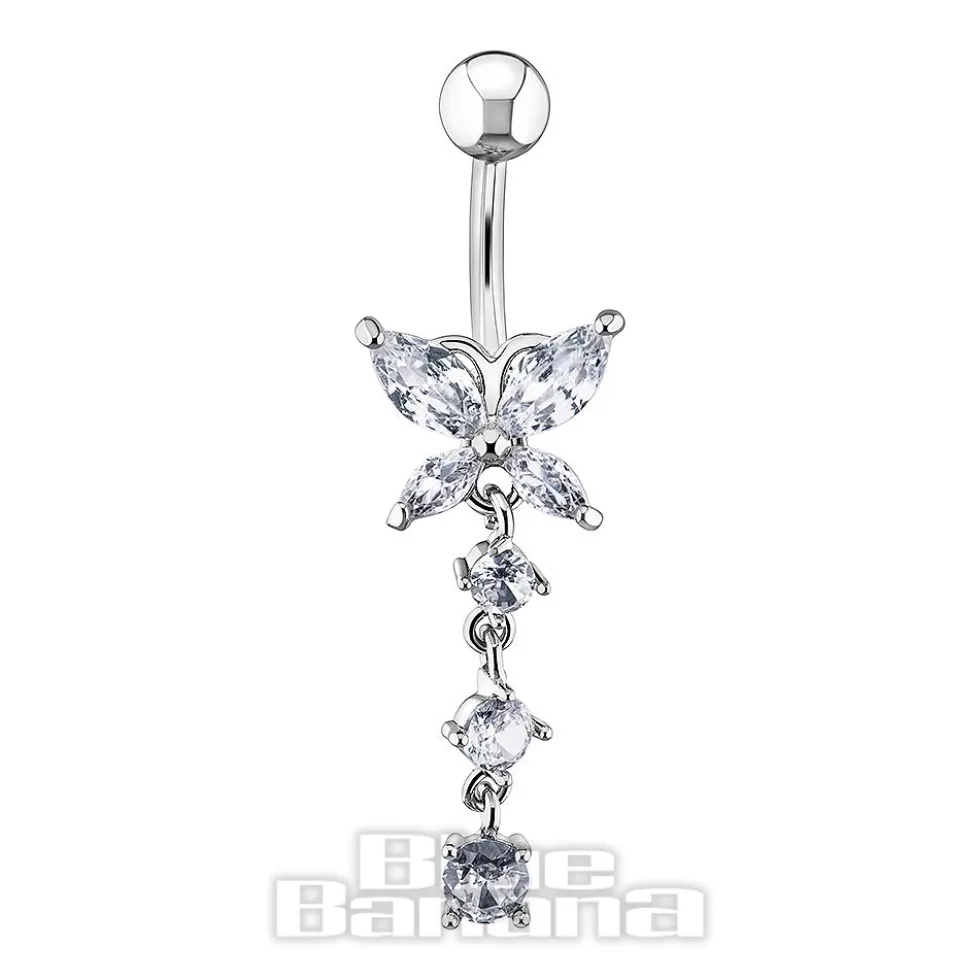 Blue Banana Butterfly Navel Bar (Crystal)