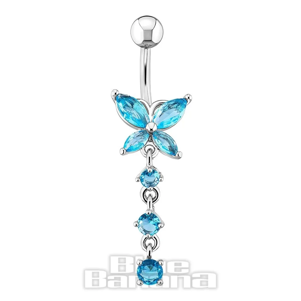 Blue Banana Butterfly Navel Bar (Aqua)