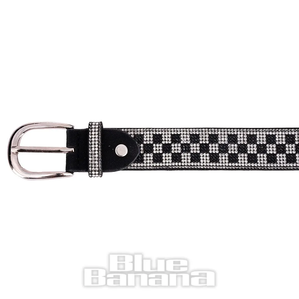 Blue Banana Checkerboard Crystal Belt (Black/White)