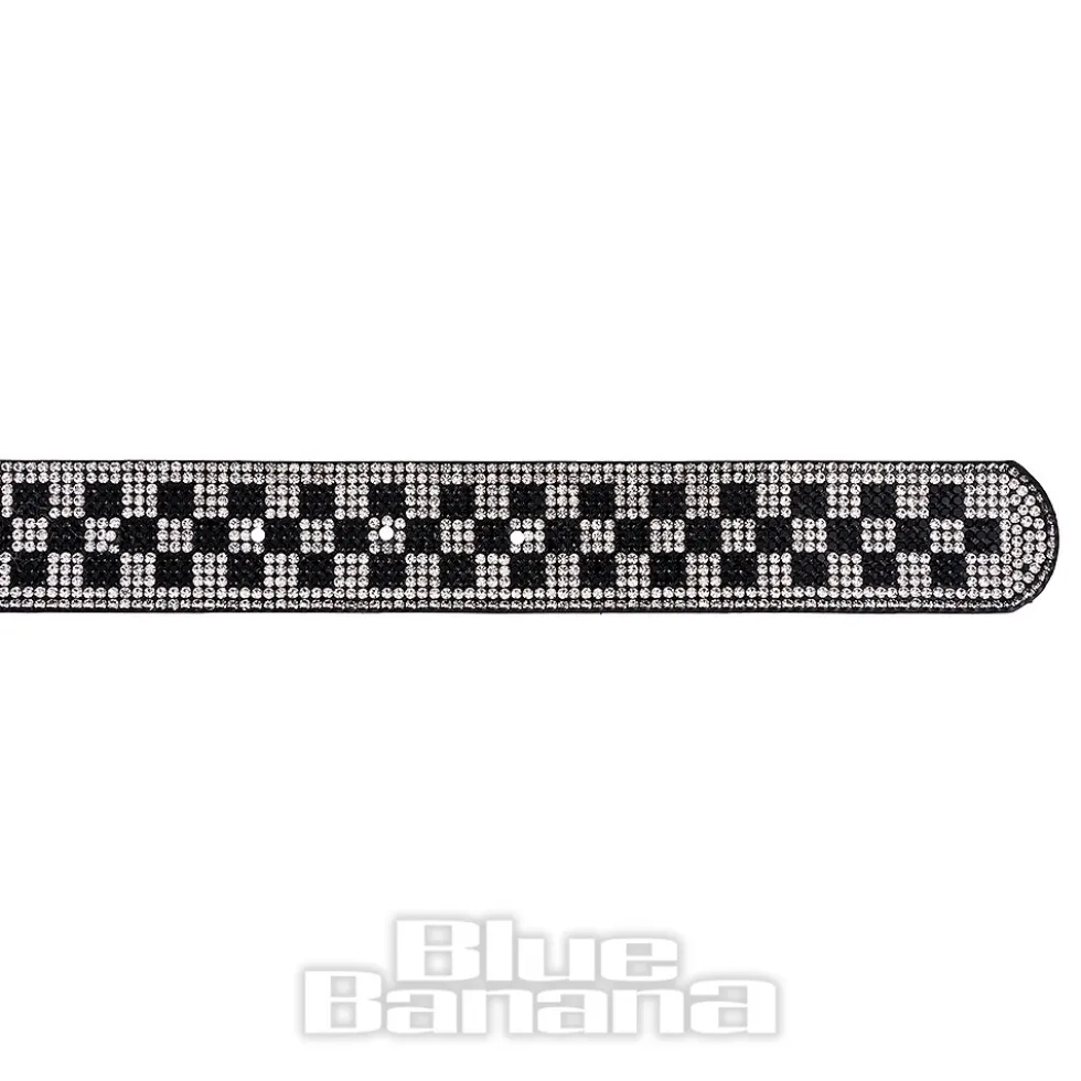 Blue Banana Checkerboard Crystal Belt (Black/White)