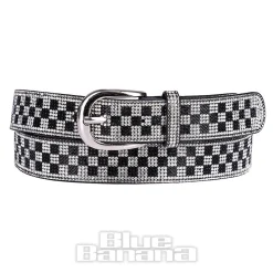 Blue Banana Checkerboard Crystal Belt (Black/White)