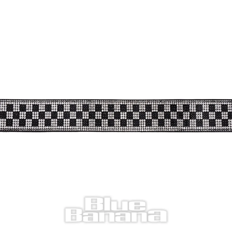 Blue Banana Checkerboard Crystal Belt (Black/White)