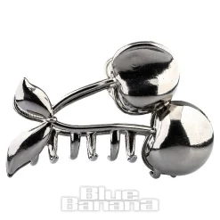 Blue Banana Cherry Hair Clip (Silver)