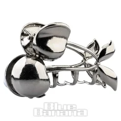 Blue Banana Cherry Hair Clip (Silver)