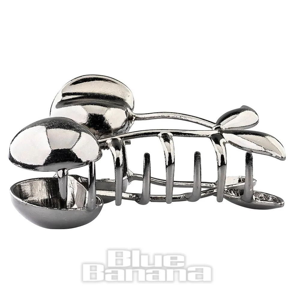 Blue Banana Cherry Hair Clip (Silver)