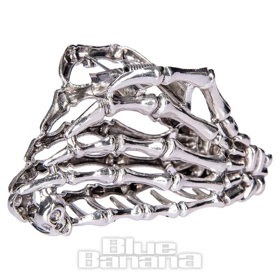 Blue Banana Claw Hand Hair Clip (Silver)