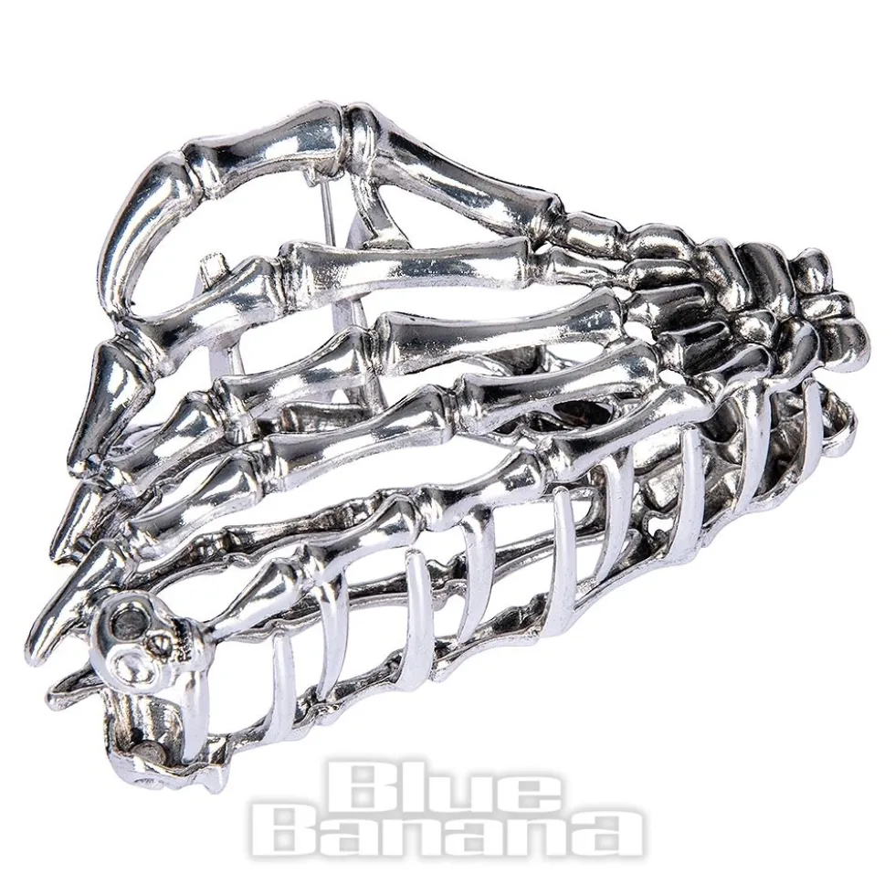 Blue Banana Claw Hand Hair Clip (Silver)
