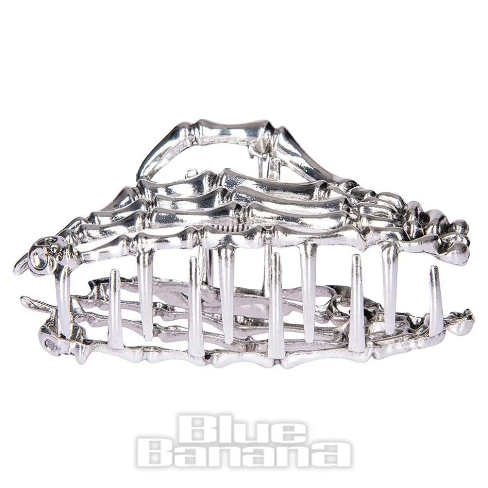 Blue Banana Claw Hand Hair Clip (Silver)