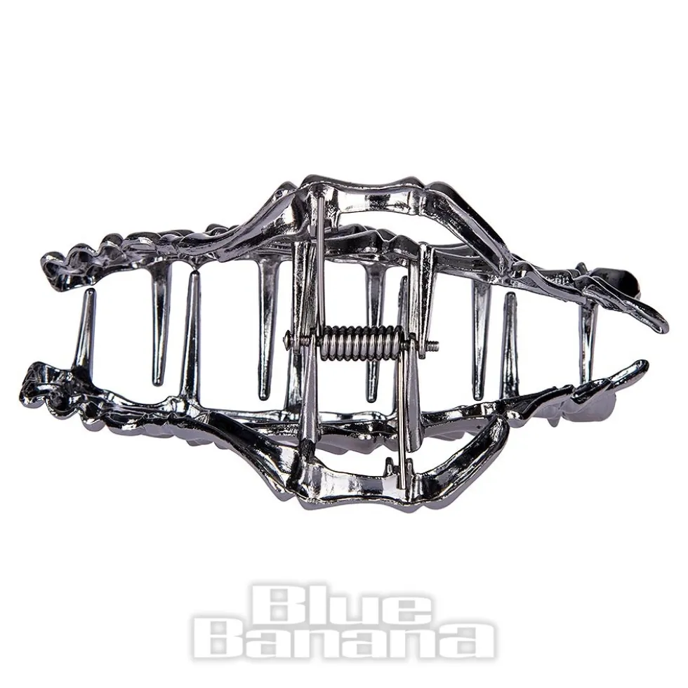 Blue Banana Claw Skeleton Hand Hair Clip (Black)